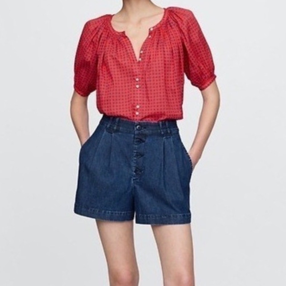 Gap x Doen High Rise Pleated Denim Trouser Shorts - 27/4R
